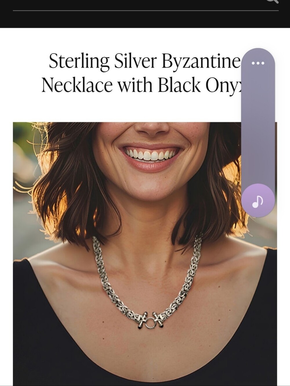 Ross Simons 20" Sterling Silver Byzantine Necklace with Black Onyx